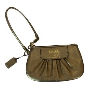 Coach Gold Pleated Wristlet Clutch
